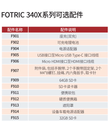 FOTRIC 340X系列熱像儀可選配件